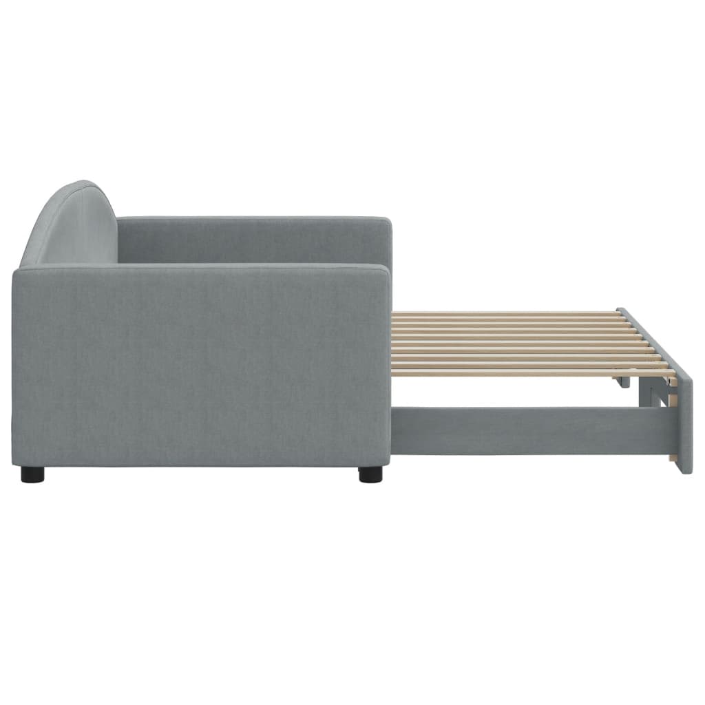 Daybed with Trundle without Mattress Light Grey 90x190 cm Single