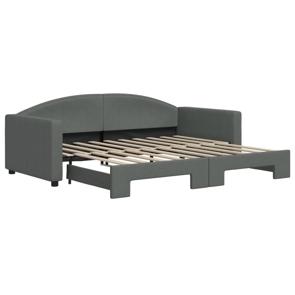 Daybed with Trundle without Mattress Dark Grey 90x190 cm Single