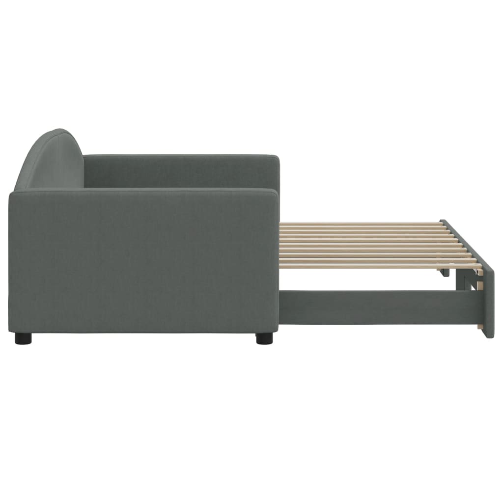 Daybed with Trundle without Mattress Dark Grey 90x190 cm Single