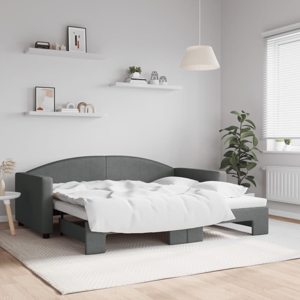 Daybed with Trundle without Mattress Dark Grey 90x190 cm Single