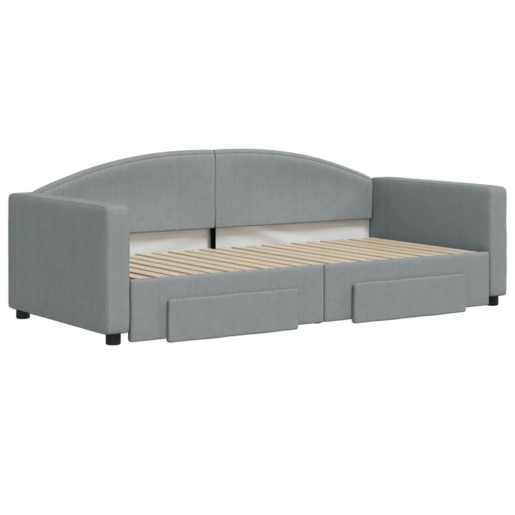 Daybed with Trundle&Drawers without Mattress Light Grey 90x190 cm Single