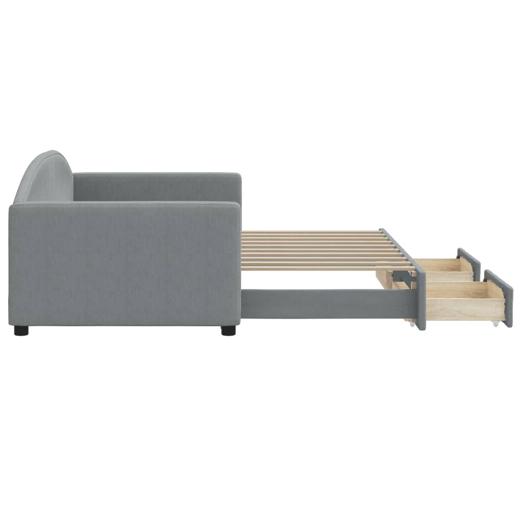 Daybed with Trundle&Drawers without Mattress Light Grey 90x190 cm Single