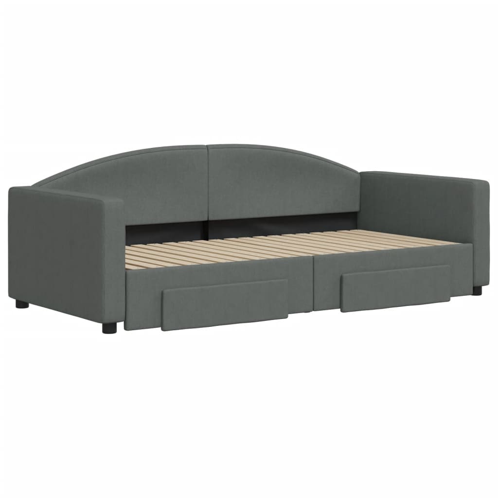 Daybed with Trundle&Drawers without Mattress Dark Grey 90x190 cm Single