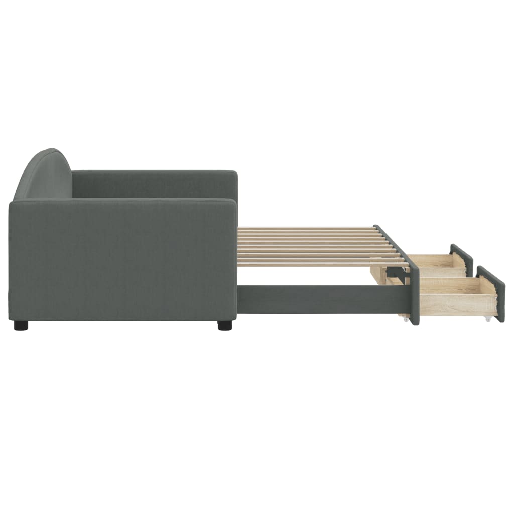 Daybed with Trundle&Drawers without Mattress Dark Grey 90x190 cm Single