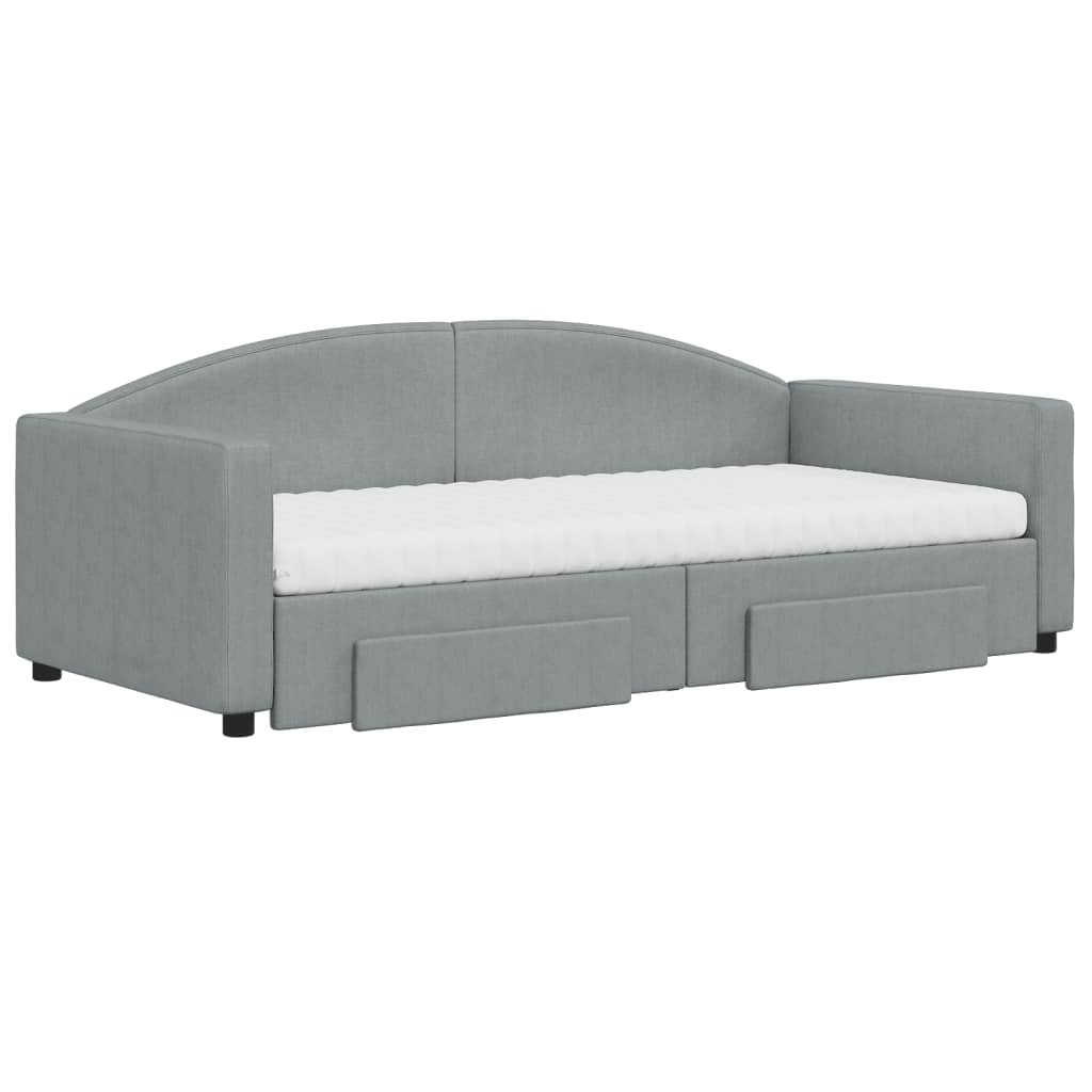 Daybed with Trundle and Drawers Light Grey 90x190 cm Fabric
