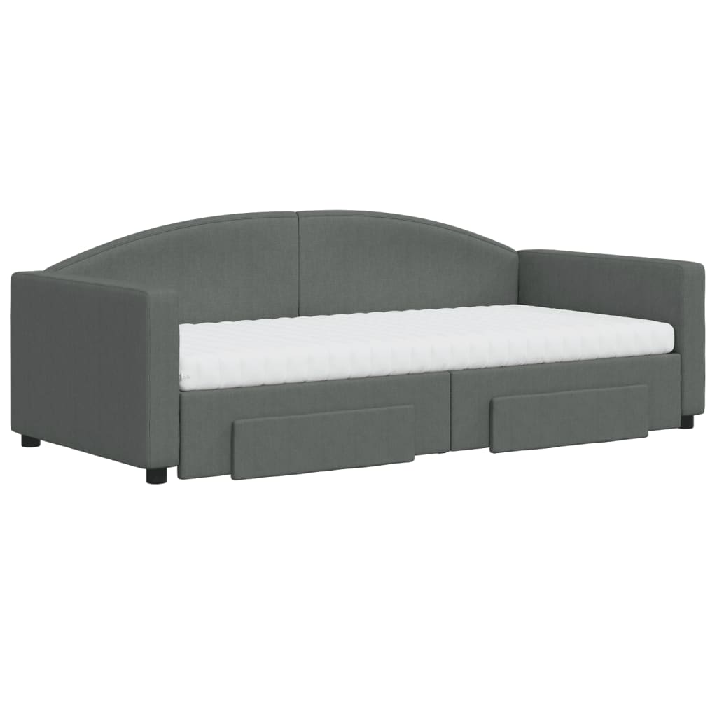 Daybed with Trundle and Drawers Dark Grey 90x190 cm Fabric