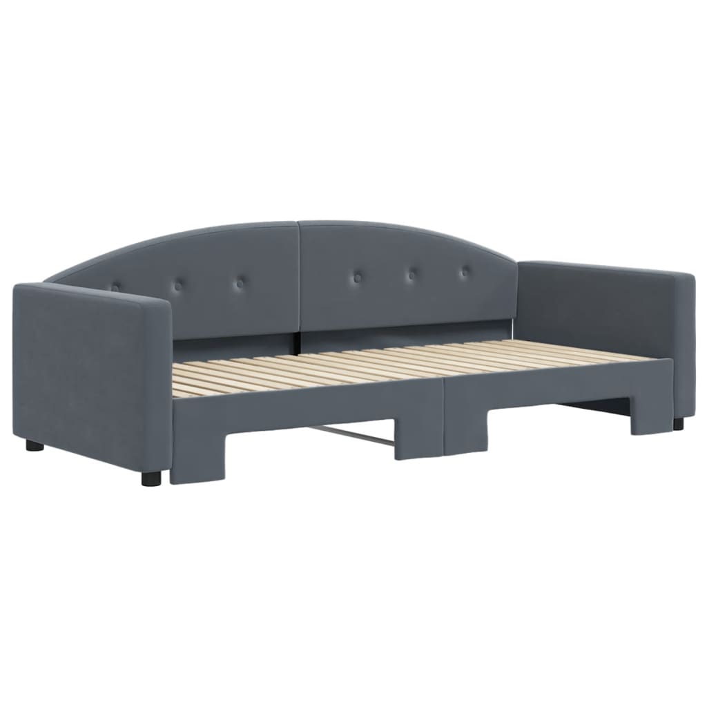 Daybed with Trundle without Mattress Dark Grey 90x190 cm Single