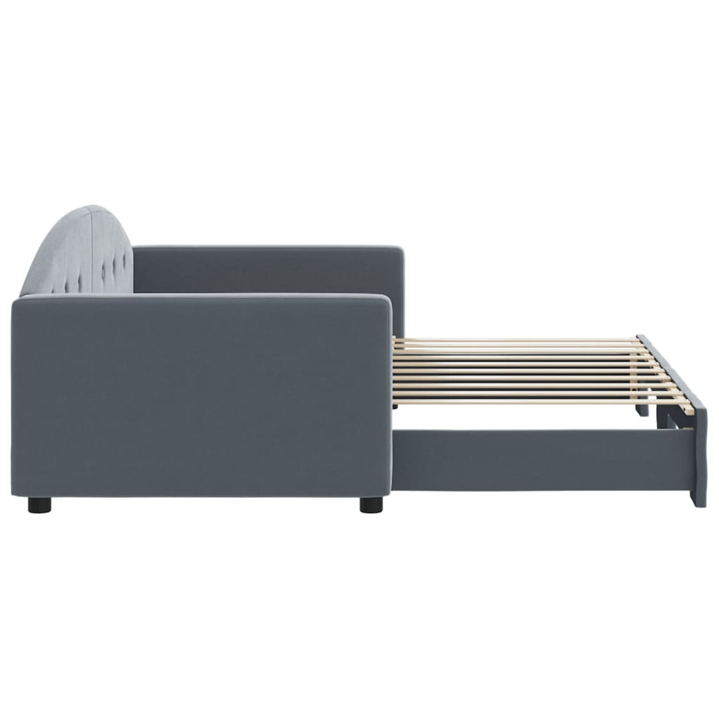 Daybed with Trundle without Mattress Dark Grey 90x190 cm Single
