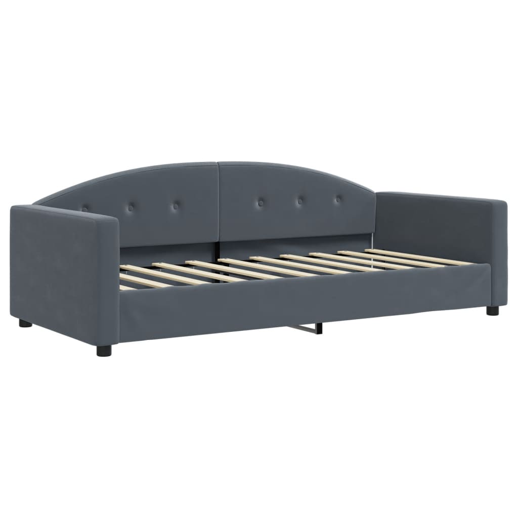 Daybed with Trundle and Mattresses Dark Grey 90x190 cm Velvet