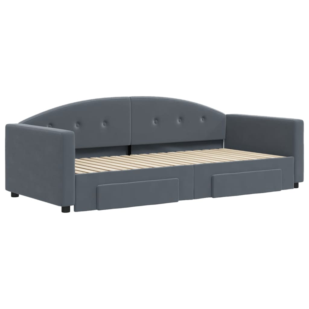 Daybed with Trundle&Drawers without Mattress Dark Grey 90x190 cm Single