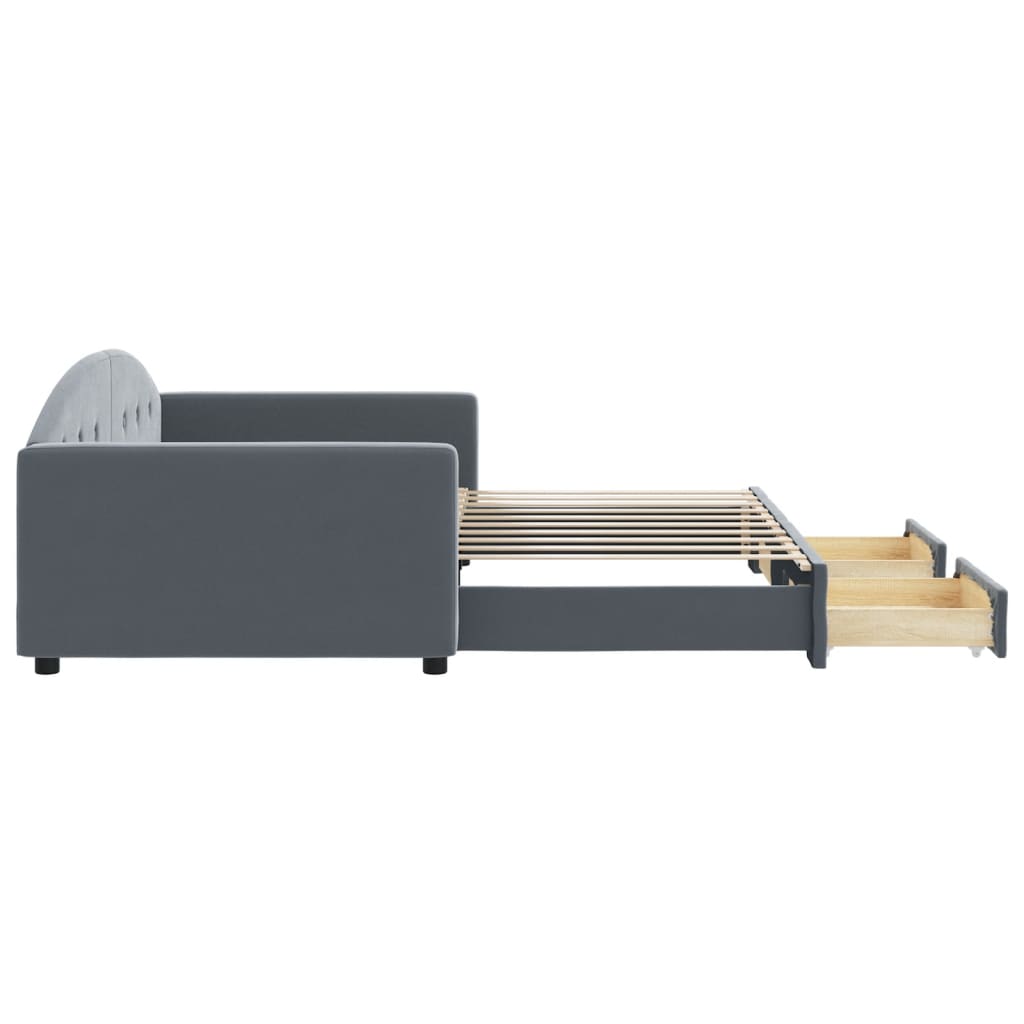 Daybed with Trundle&Drawers without Mattress Dark Grey 90x190 cm Single