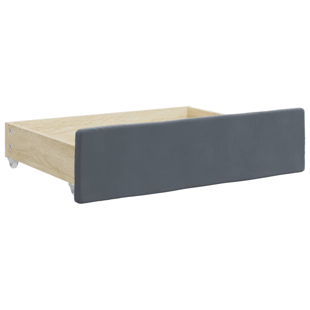 Daybed with Trundle&Drawers without Mattress Dark Grey 90x190 cm Single