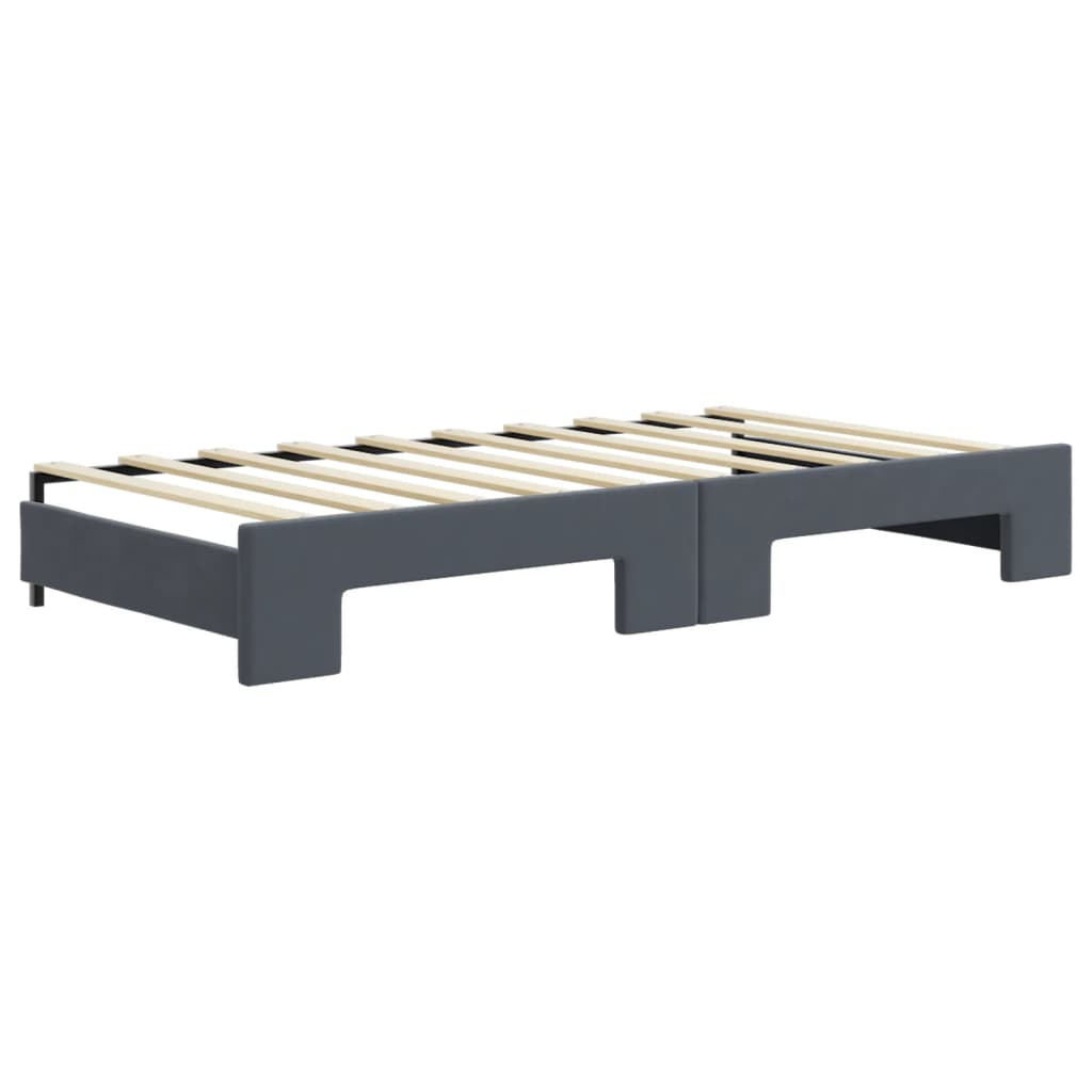 Daybed with Trundle&Drawers without Mattress Dark Grey 90x190 cm Single