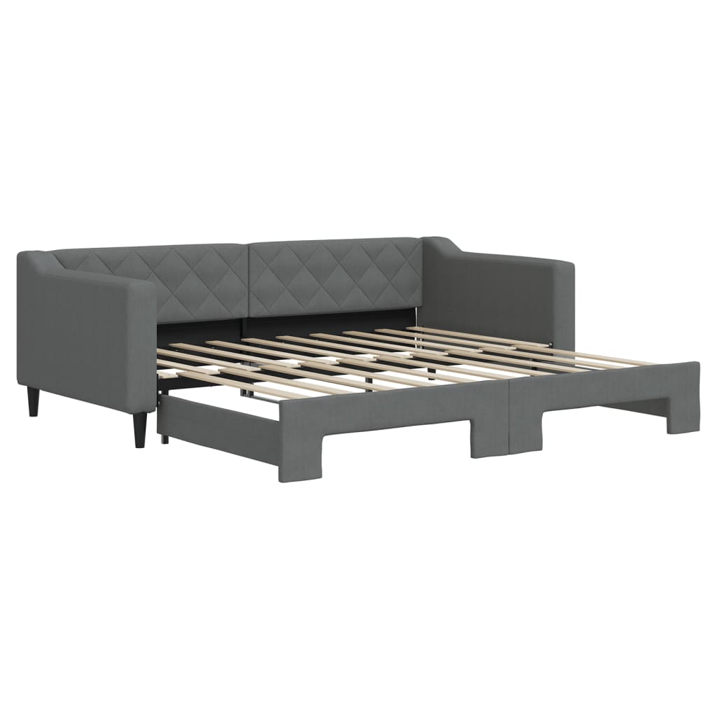 Daybed with Trundle without Mattress Dark Grey 90x190 cm Single