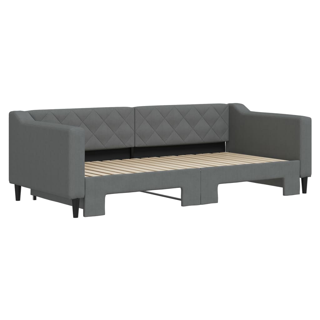 Daybed with Trundle without Mattress Dark Grey 90x190 cm Single