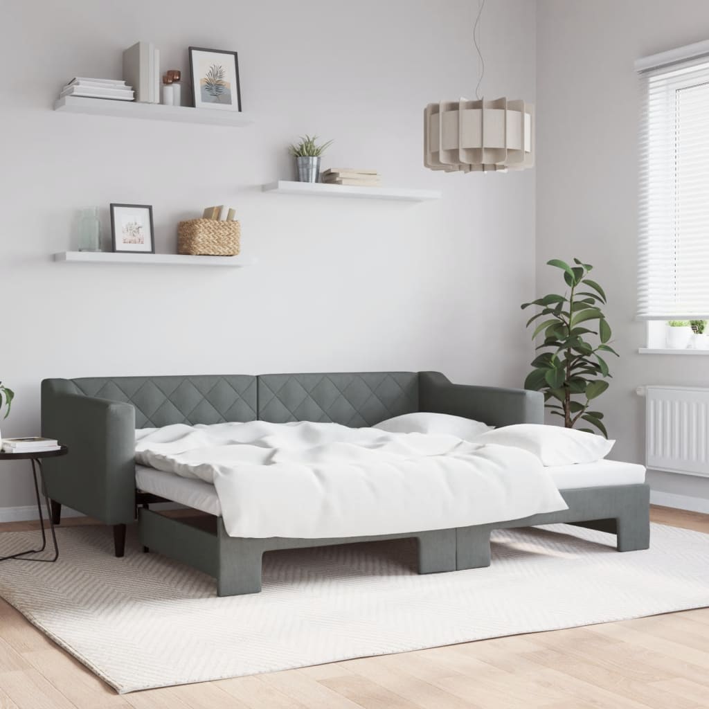 Daybed with Trundle without Mattress Dark Grey 90x190 cm Single
