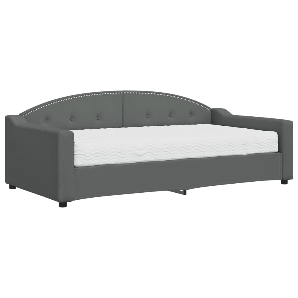 Daybed with Mattress Dark Grey 90x190 cm Fabric