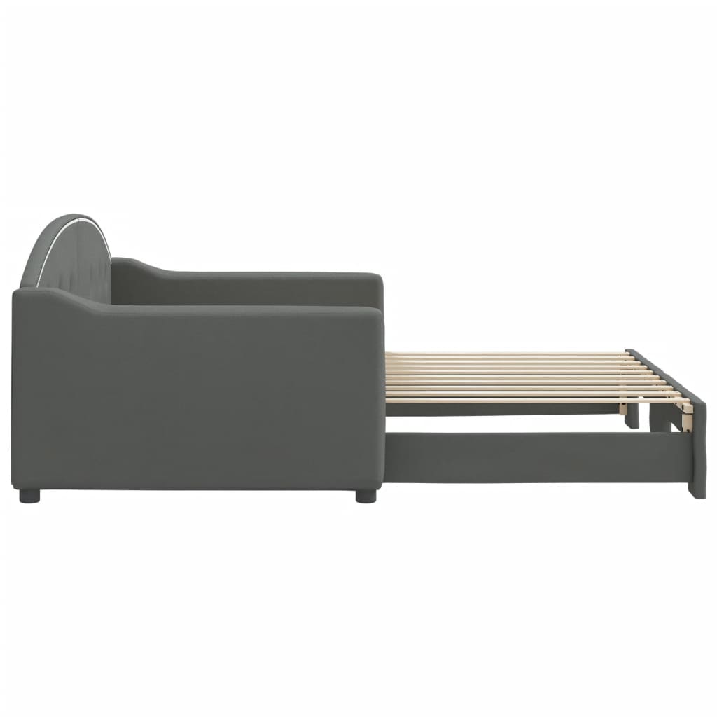 Daybed with Trundle without Mattress Dark Grey 90x190 cm Single