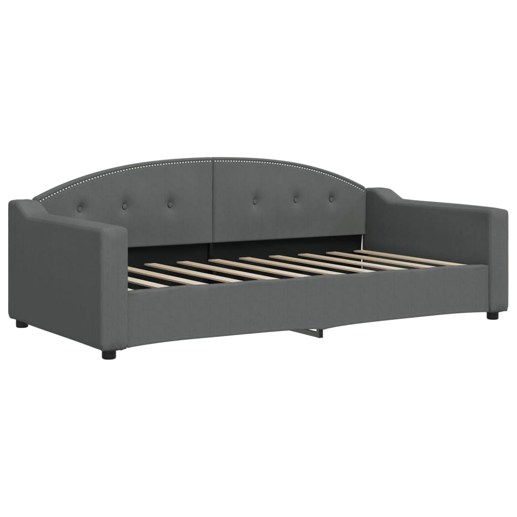 Daybed with Trundle and Mattresses Dark Grey 90x190 cm Fabric