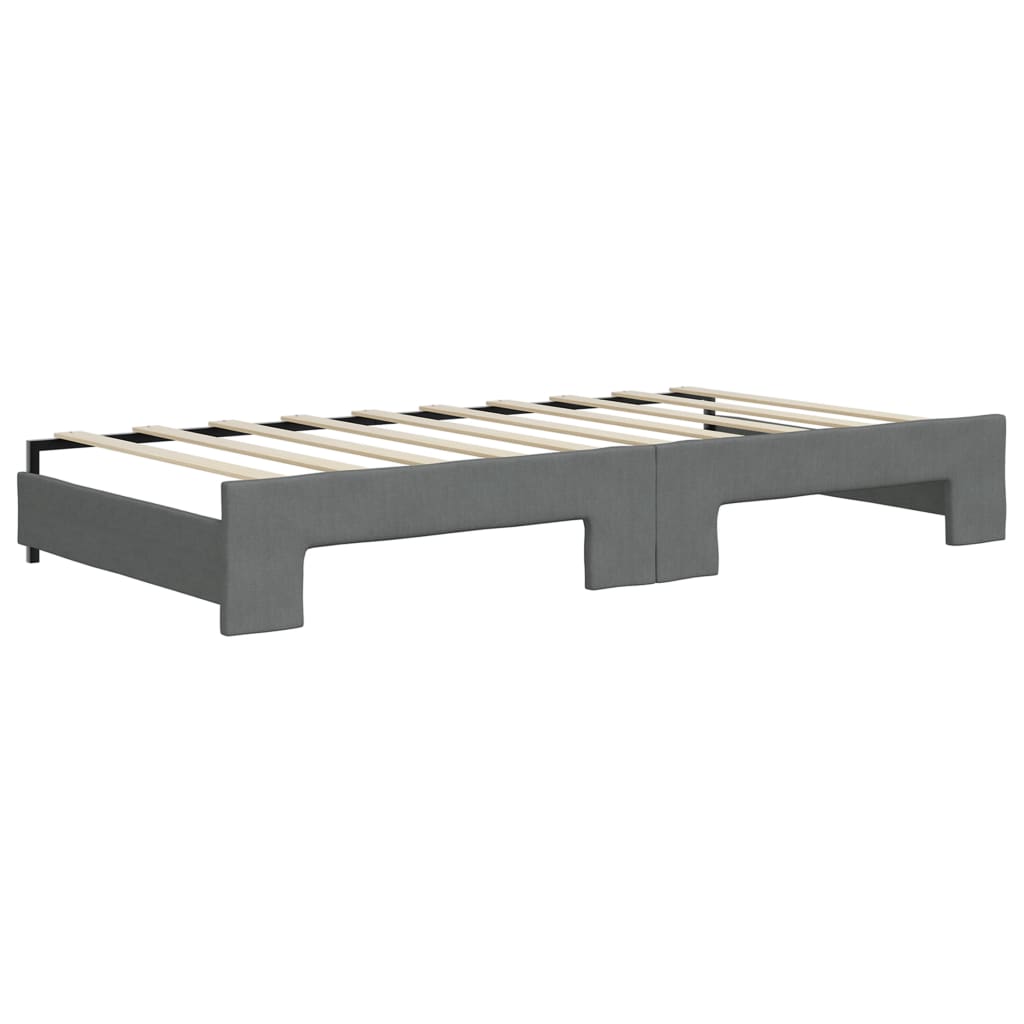Daybed with Trundle and Mattresses Dark Grey 90x190 cm Fabric