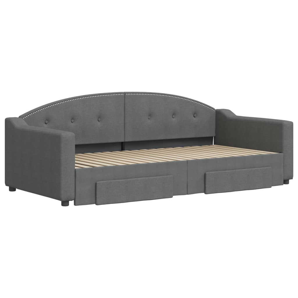 Daybed with Trundle&Drawers without Mattress Dark Grey 90x190 cm Single