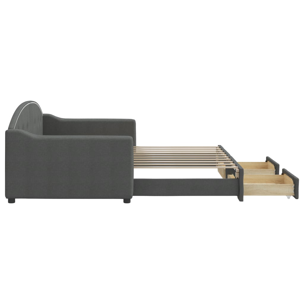 Daybed with Trundle&Drawers without Mattress Dark Grey 90x190 cm Single