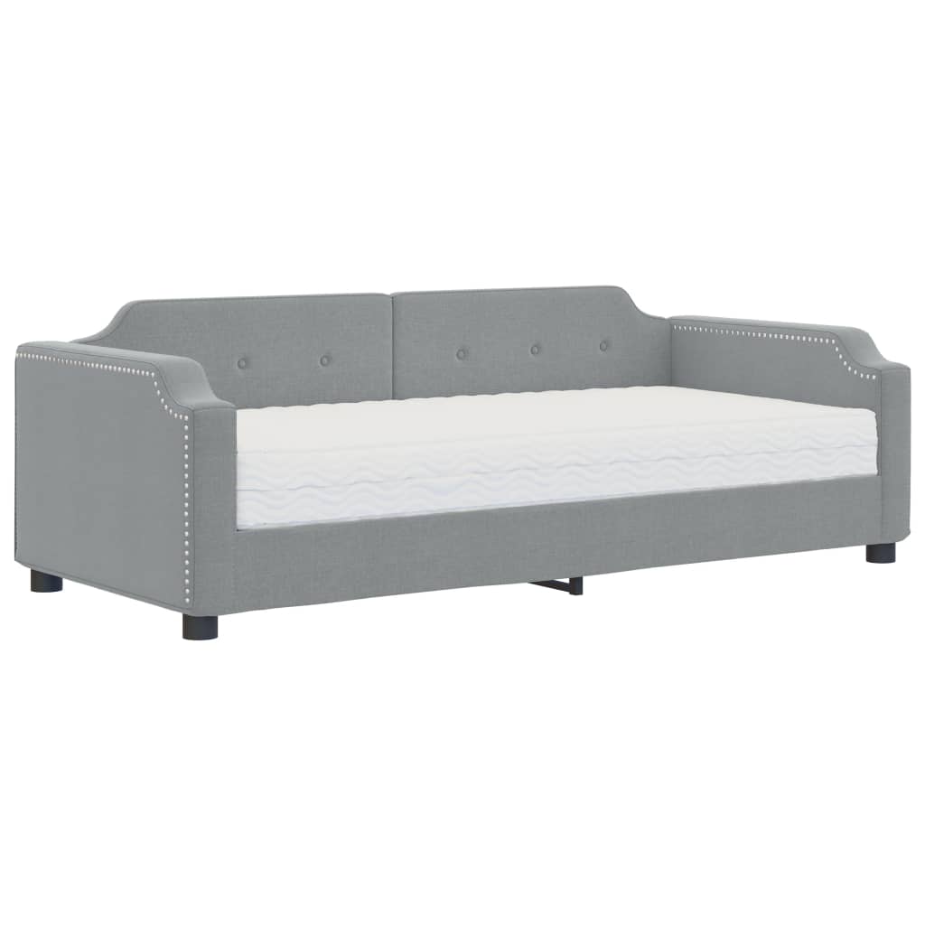 Daybed with Mattress Light Grey 90x190 cm Fabric