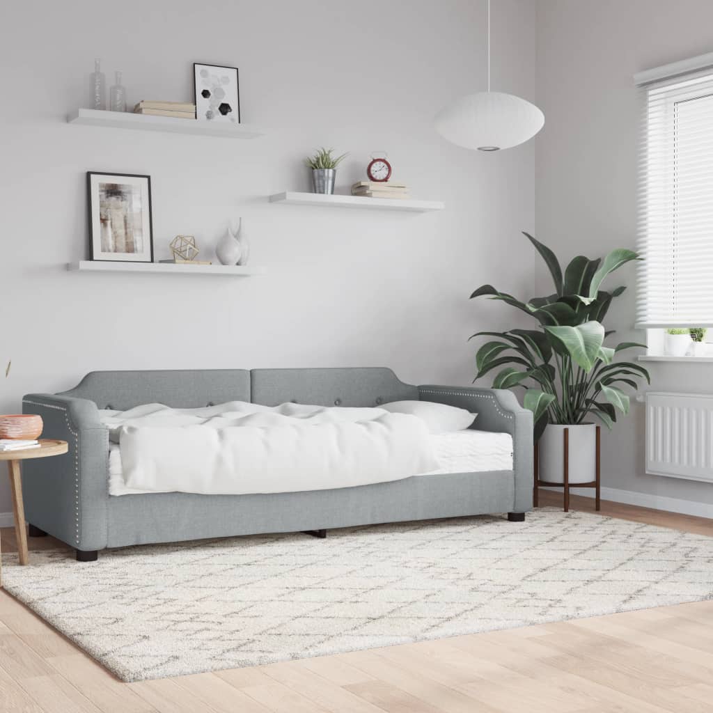 Daybed with Mattress Light Grey 90x190 cm Fabric