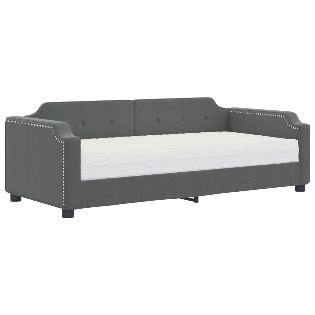 Daybed with Mattress Dark Grey 90x190 cm Fabric