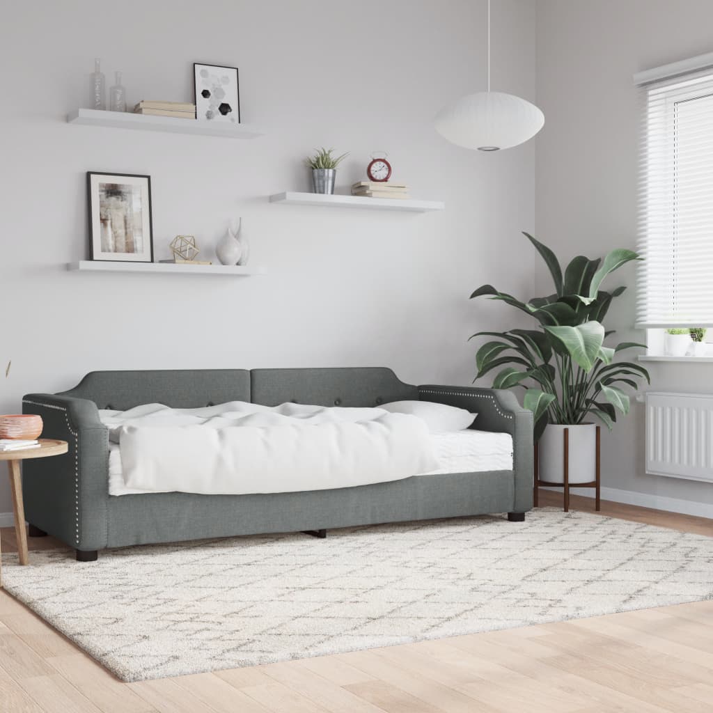 Daybed with Mattress Dark Grey 90x190 cm Fabric