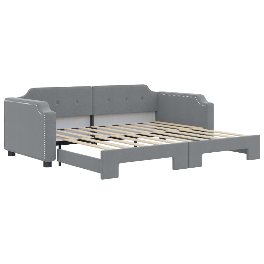 Daybed with Trundle without Mattress Light Grey 90x190 cm Single