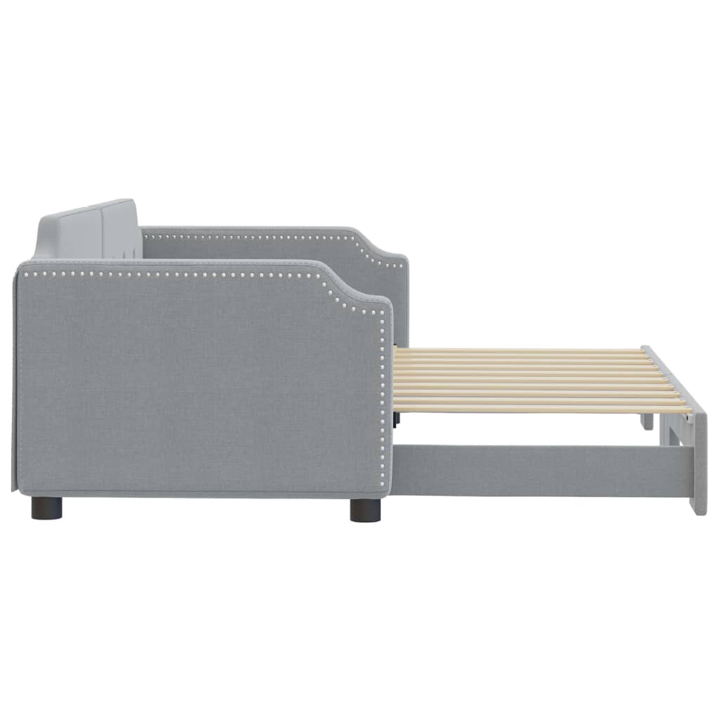 Daybed with Trundle without Mattress Light Grey 90x190 cm Single