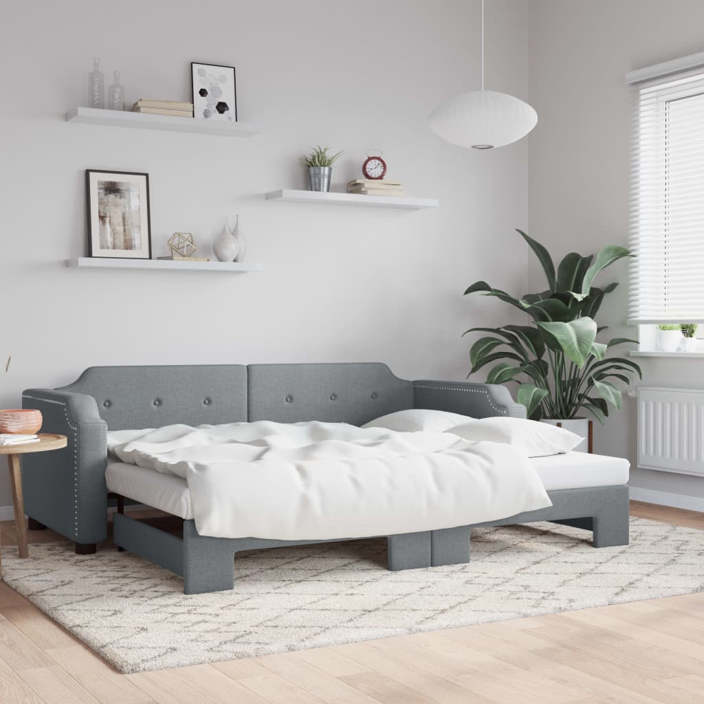 Daybed with Trundle without Mattress Light Grey 90x190 cm Single