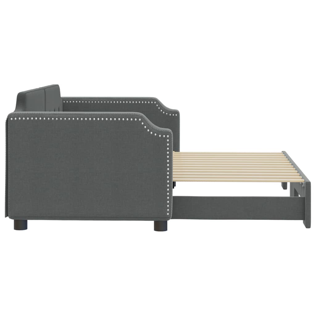 Daybed with Trundle without Mattress Dark Grey 90x190 cm Single