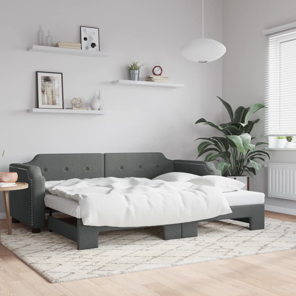 Daybed with Trundle without Mattress Dark Grey 90x190 cm Single