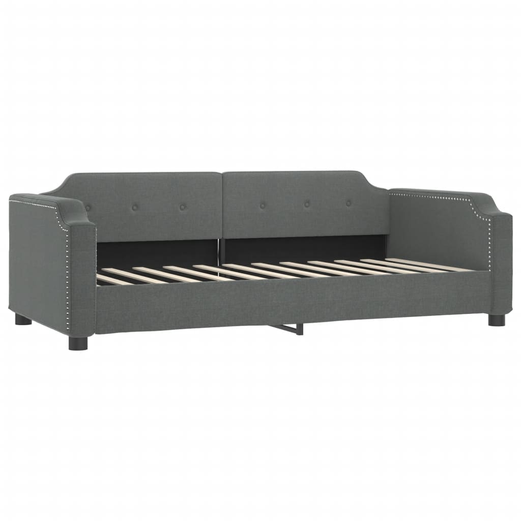 Daybed with Trundle and Mattresses Dark Grey 90x190 cm Fabric