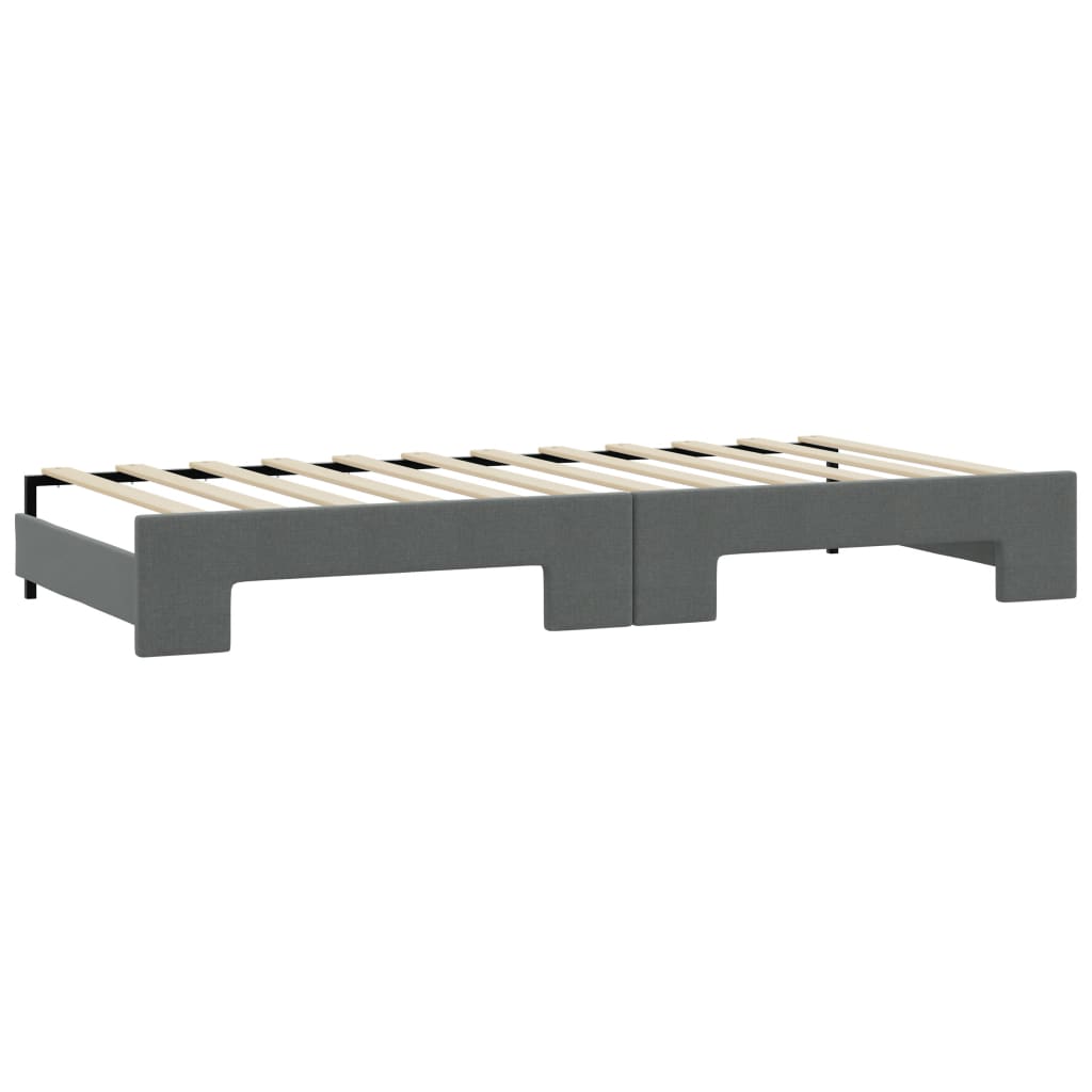 Daybed with Trundle and Mattresses Dark Grey 90x190 cm Fabric