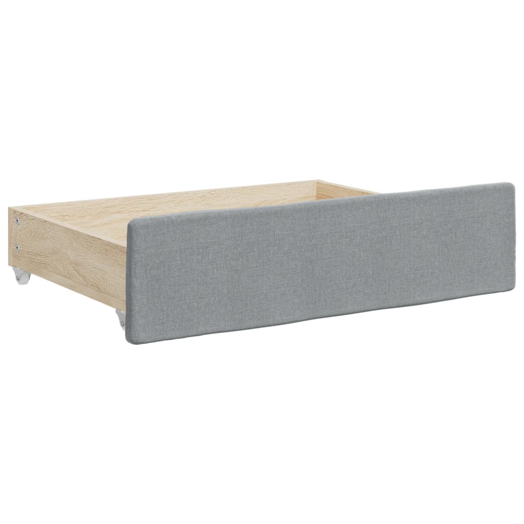 Daybed with Trundle&Drawers without Mattress Light Grey 90x190 cm Single