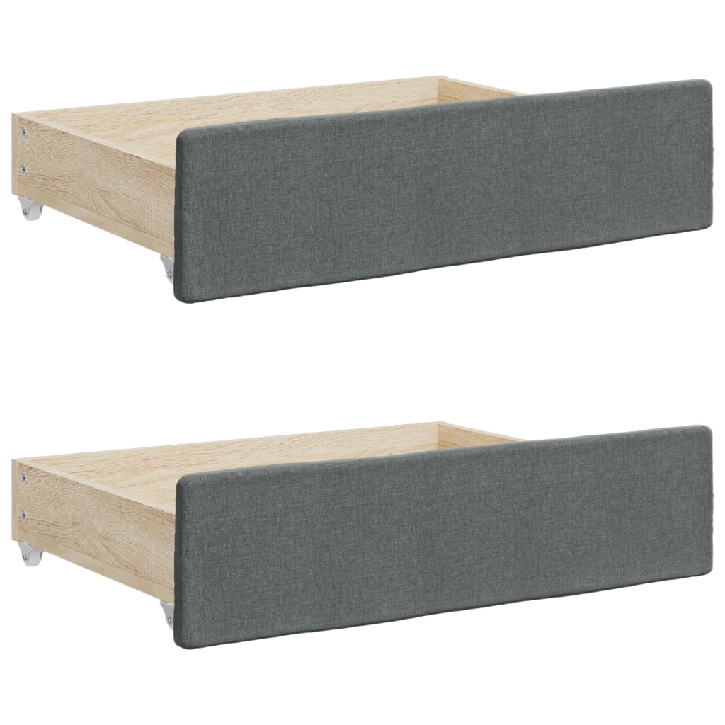 Daybed with Trundle&Drawers without Mattress Dark Grey 90x190 cm Single