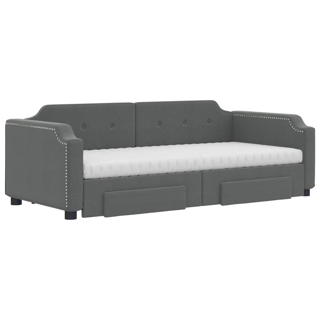 Daybed with Trundle and Drawers Dark Grey 90x190 cm Fabric