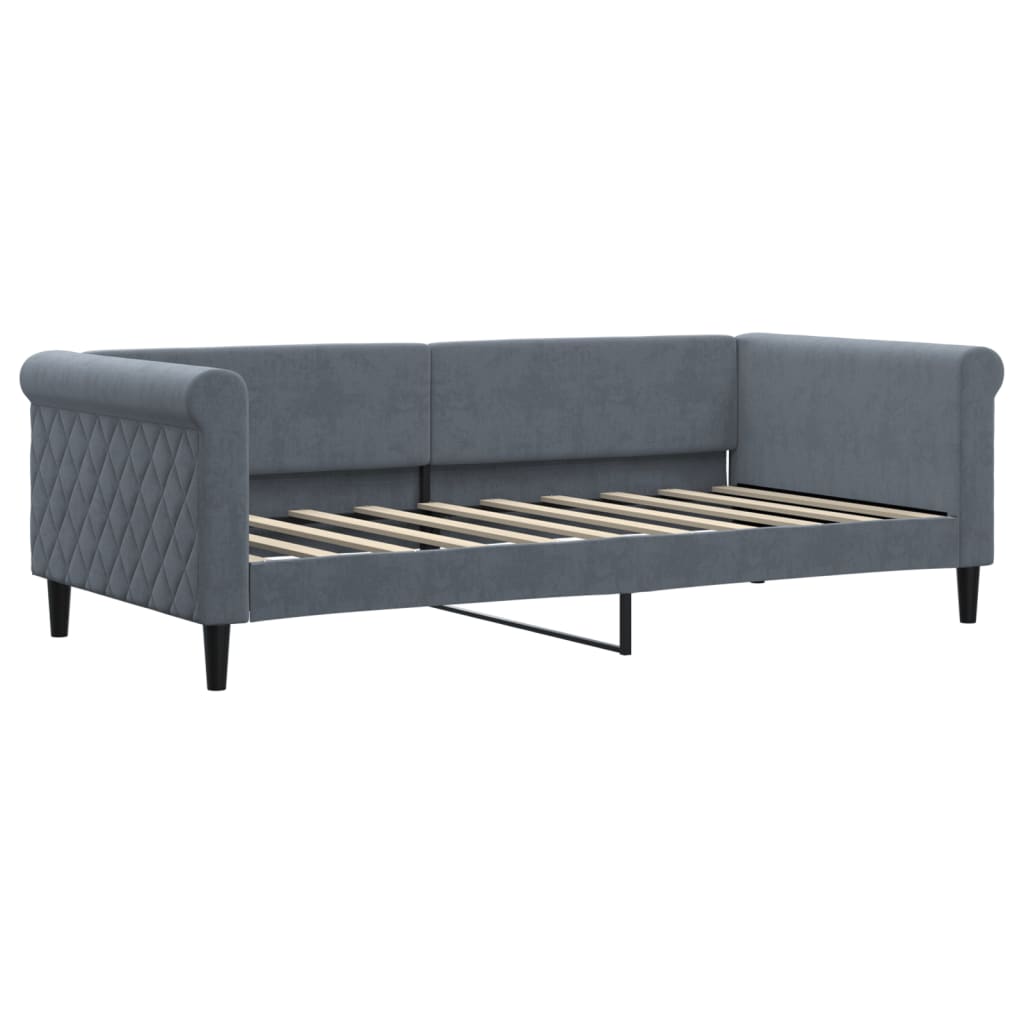 Daybed with Mattress Blue Dark Grey 90x190 cm Velvet