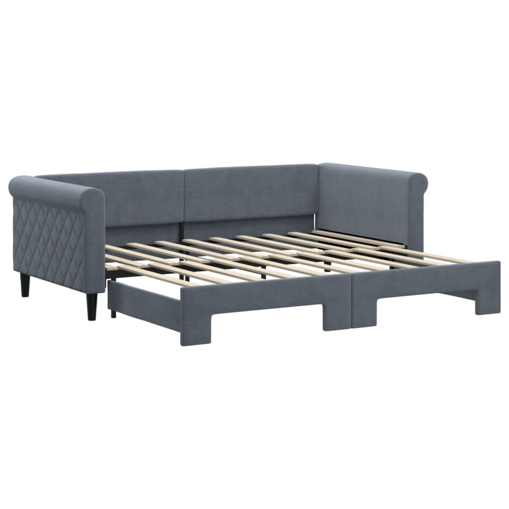Daybed with Trundle without Mattress Dark Grey 90x190 cm Single