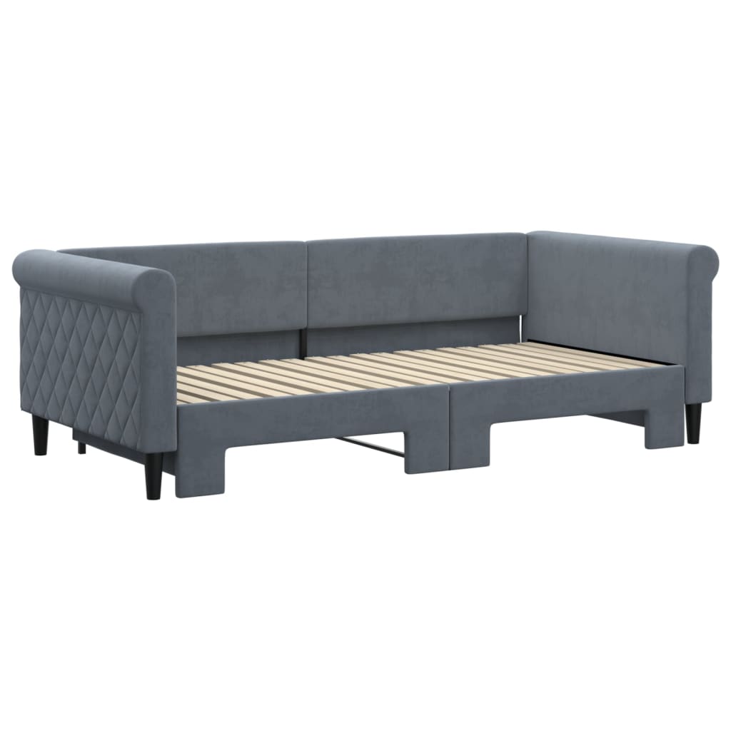 Daybed with Trundle without Mattress Dark Grey 90x190 cm Single