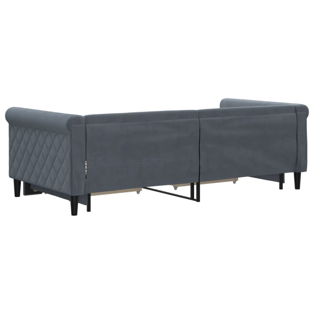 Daybed with Trundle&Drawers without Mattress Dark Grey 90x190 cm Single