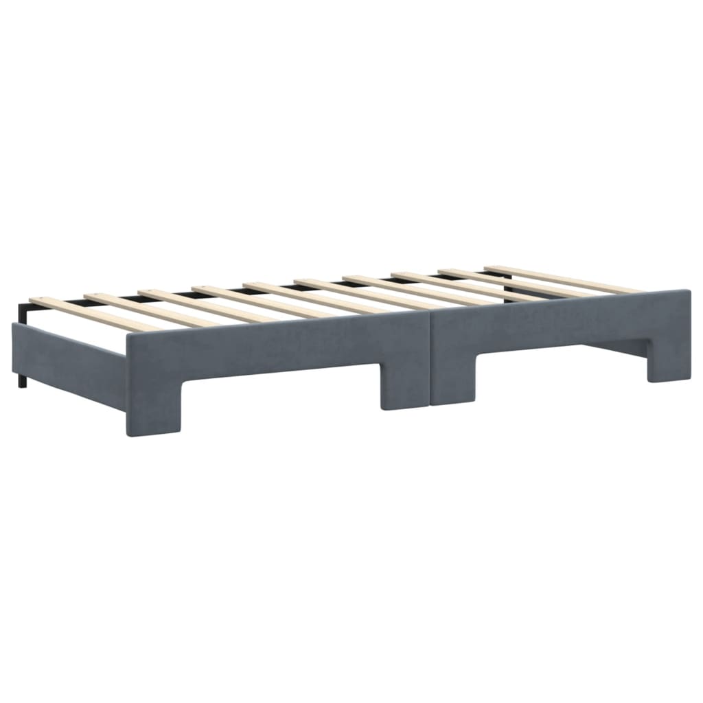 Daybed with Trundle and Drawers Dark Grey 90x190 cm Velvet