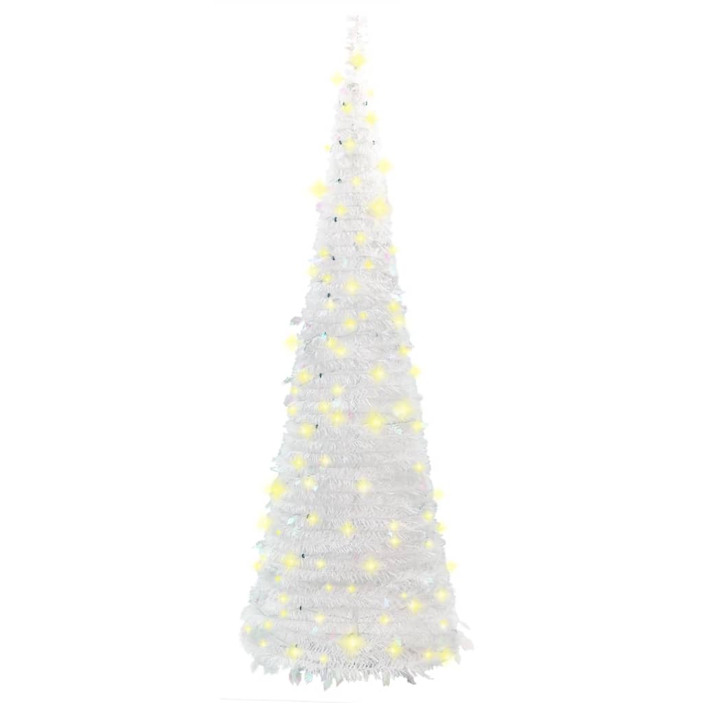 vidaXL Artificial Christmas Tree Pop-up 100 LEDs White 150 cm