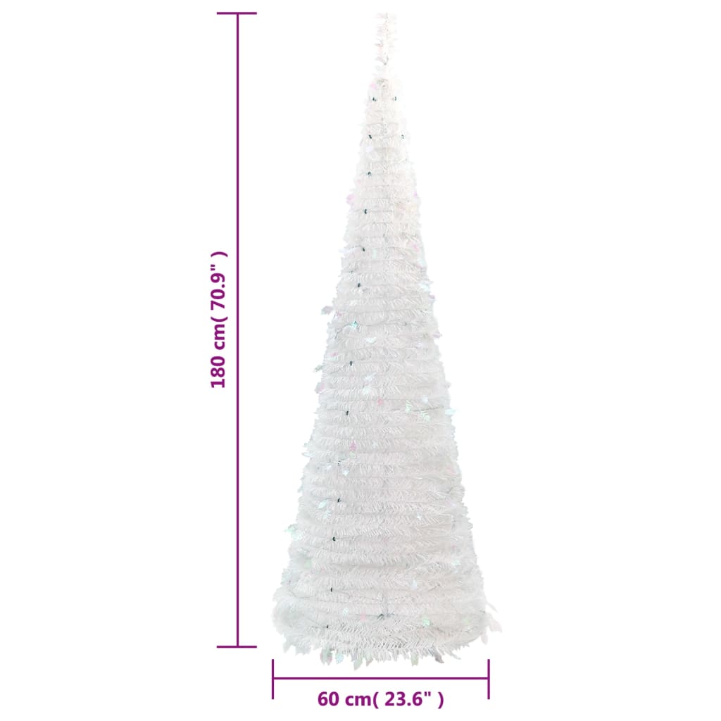 vidaXL Artificial Christmas Tree Pop-up 150 LEDs White 180 cm