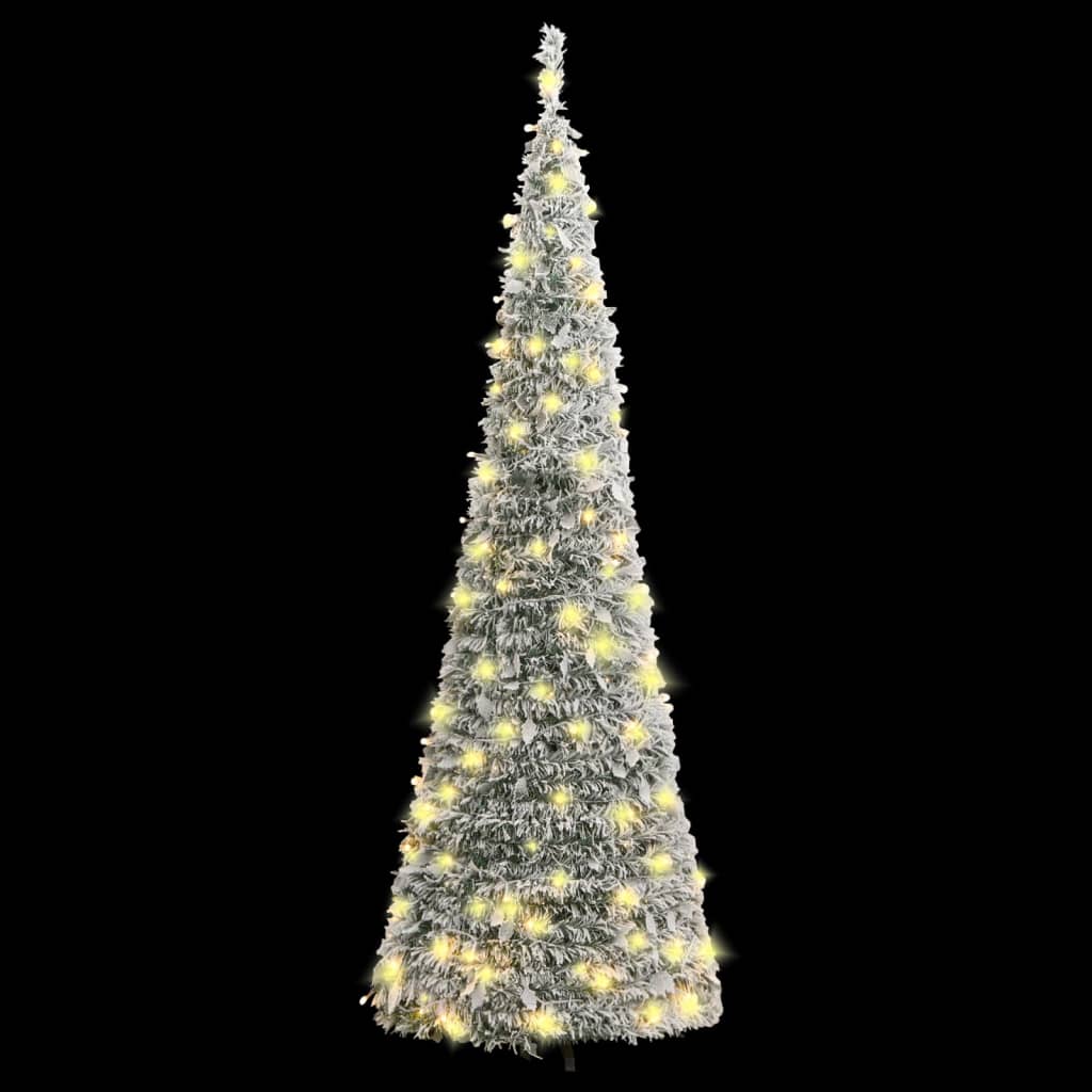 vidaXL Artificial Christmas Tree Pop-up Flocked Snow 50 LEDs 120 cm