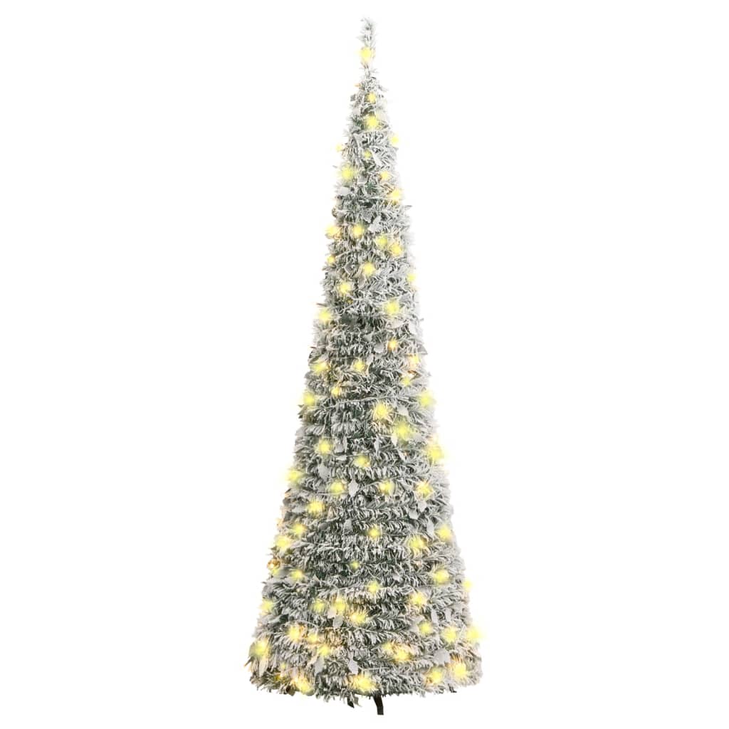 vidaXL Artificial Christmas Tree Pop-up Flocked Snow 100 LEDs 150 cm