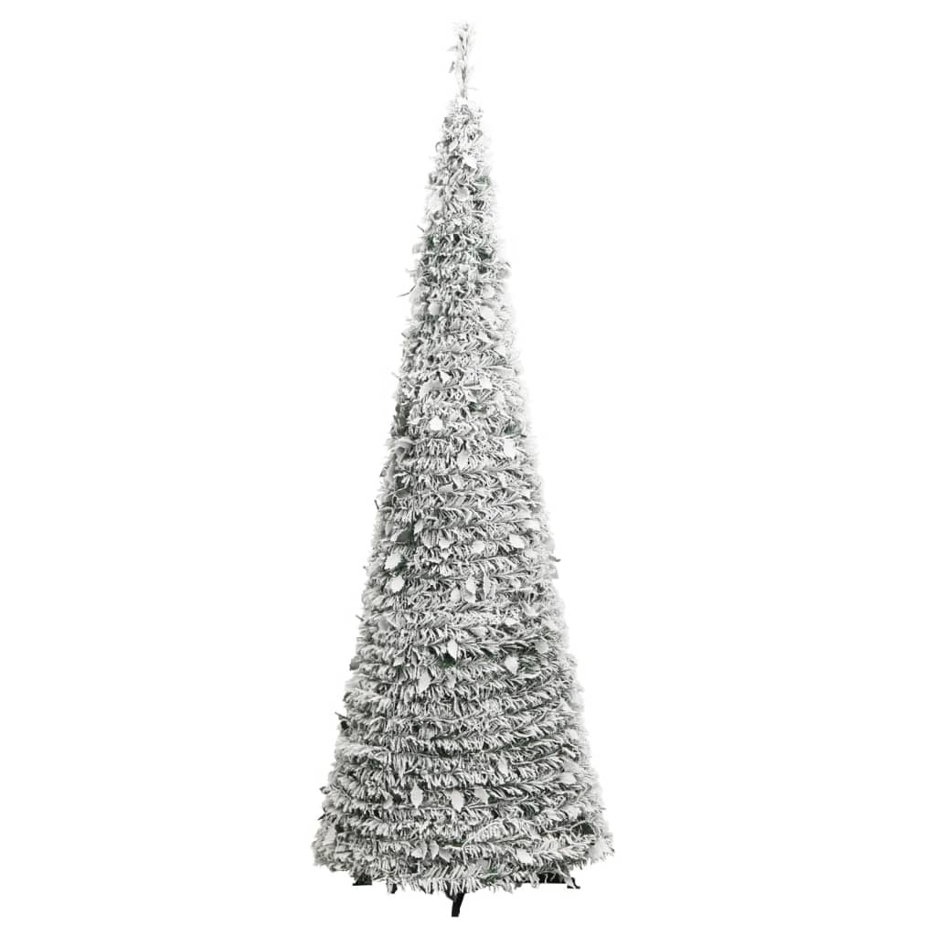 vidaXL Artificial Christmas Tree Pop-up Flocked Snow 100 LEDs 150 cm